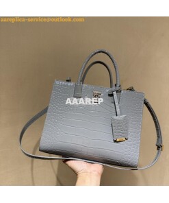 Replica Burberry Frances Mini Croc Effect Leather Tote Bag in grey