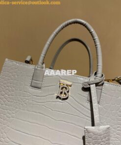 Replica Burberry Frances Mini Croc Effect Leather Tote Bag in grey 2