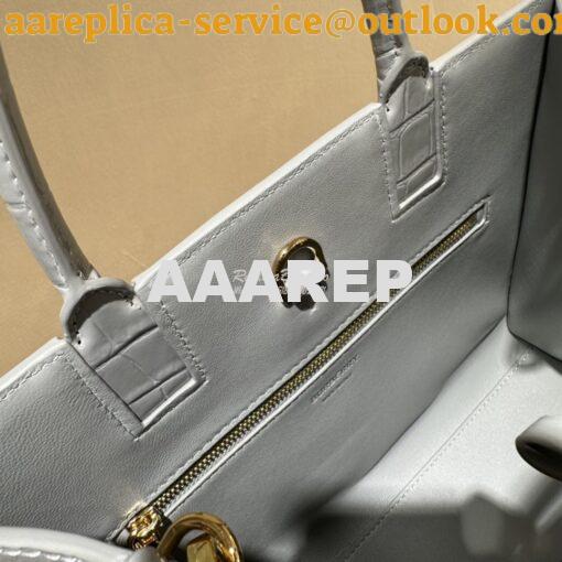 Replica Burberry Frances Mini Croc Effect Leather Tote Bag in grey 4