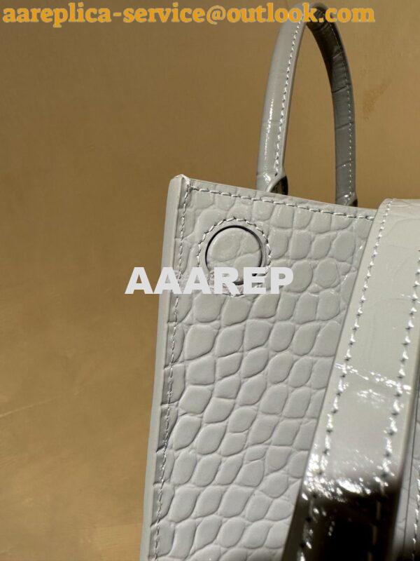 Replica Burberry Frances Mini Croc Effect Leather Tote Bag in grey 7