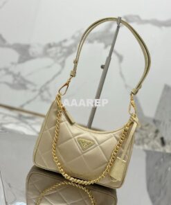 Replica Prada Re-Edition 1995 Chaîne Re-Nylon mini-bag 1BC204 Beige