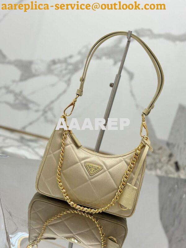 Replica Prada Re-Edition 1995 Chaîne Re-Nylon mini-bag 1BC204 Beige