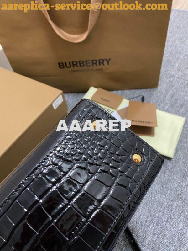 Replica Burberry Frances Mini Croc Effect Leather Tote Bag in black 8