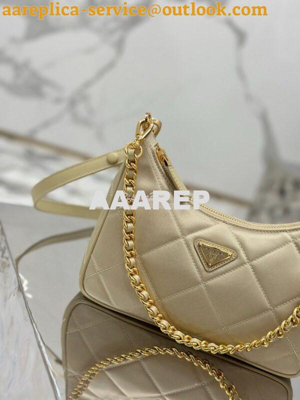 Replica Prada Re-Edition 1995 Chaîne Re-Nylon mini-bag 1BC204 Beige 5