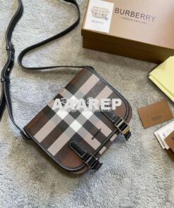 Replica Burberry Check Print and Leather Messenger Bag 80528041