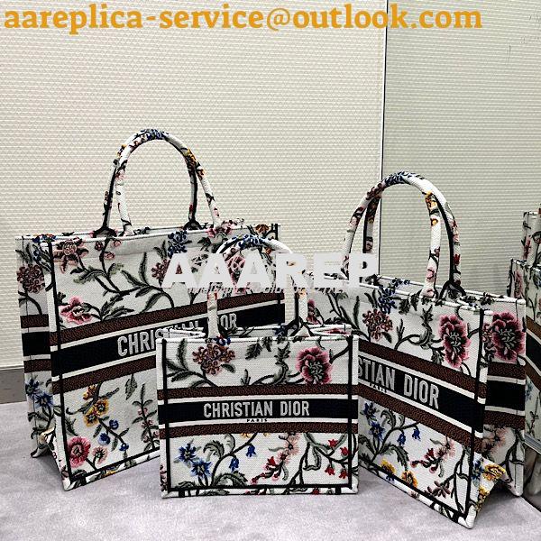 Replica Dior Book Tote bag in Denim Multicolor Jardin Magique Embroide 18