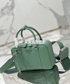 Replica Prada Medium Antique Nappa Leather Top Handle Bag 1BB092 Sage 2