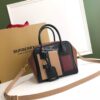 Replica Burberry Small Stripe Intarsia Leather Cube Bag Brown 13