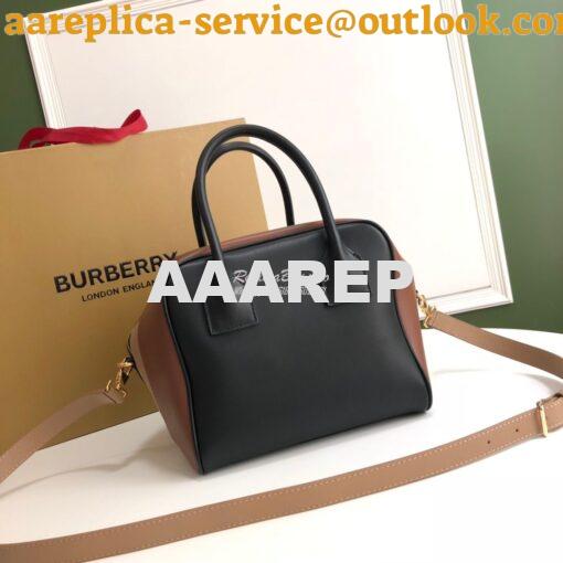 Replica Burberry Small Panelled Leather Cube Bag Black 7