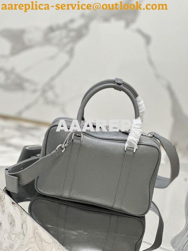 Replica Prada Medium Antique Nappa Leather Top Handle Bag 1BB092 Slate 12