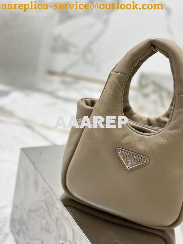 Replica Prada Small Padded Soft Nappa-Leather bag 1BA359 Desert Beige 3