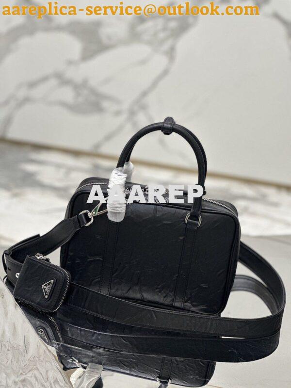 Replica Prada Medium Antique Nappa Leather Top Handle Bag 1BB092 Black 12