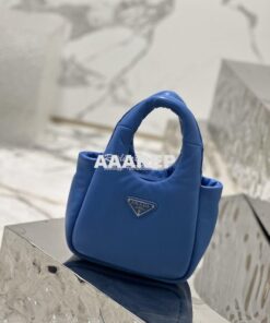 Replica Prada Small Padded Soft Nappa-Leather bag 1BA359 Blue 2