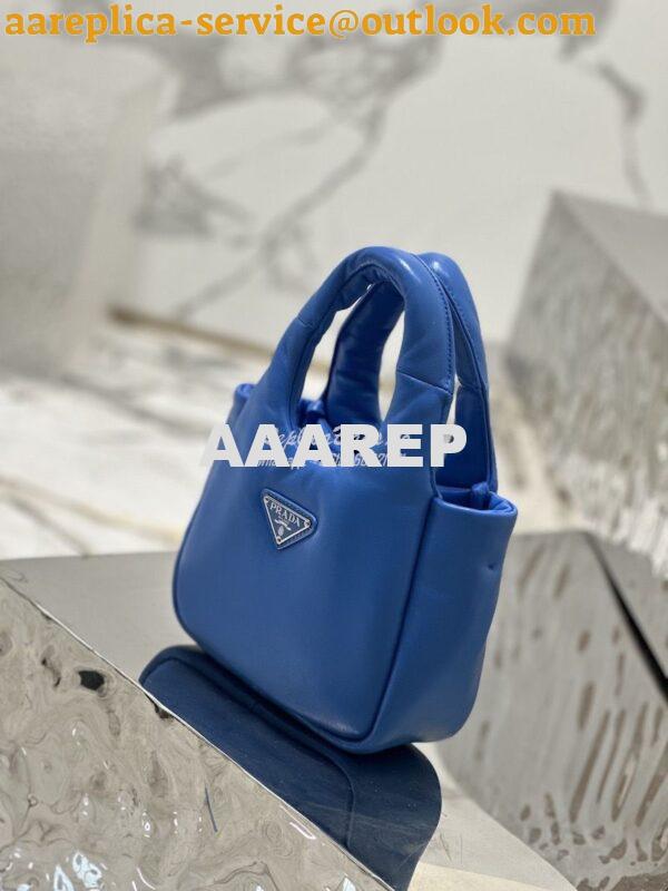 Replica Prada Small Padded Soft Nappa-Leather bag 1BA359 Blue 4