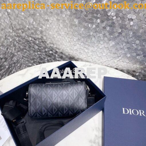 Replica Dior Lingot Pouch Black CD Diamond Canvas and Smooth Calfskin 6