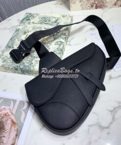 Replica Dior Saddle Bag Black Grained Calfskin 1ADPO093