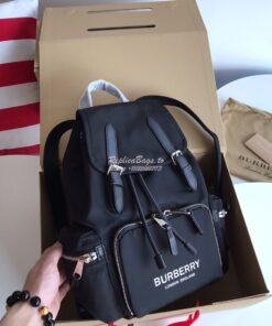 Replica Burberry The Medium Rucksack in Logo Print Nylon 80116201 Blac 2