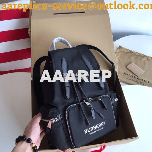 Replica Burberry The Medium Rucksack in Logo Print Nylon 80116201 Blac 2