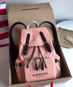 Replica Burberry The Medium Rucksack in Logo Print Nylon 80116201 Rose