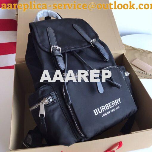 Replica Burberry The Medium Rucksack in Logo Print Nylon 80116201 Blac 3