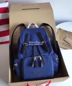 Replica Burberry The Medium Rucksack in Logo Print Nylon 80116201 Blue