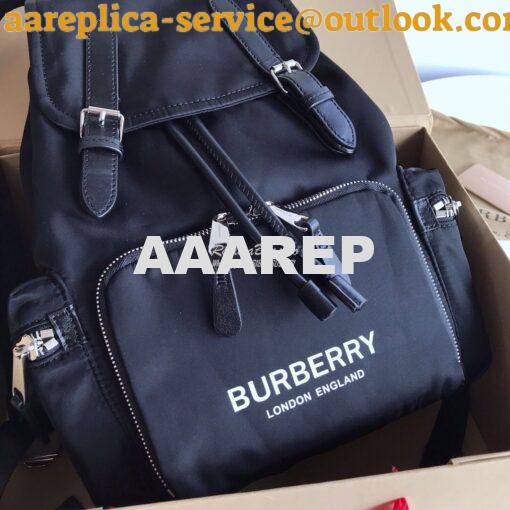 Replica Burberry The Medium Rucksack in Logo Print Nylon 80116201 Blac 4