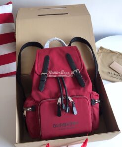 Replica Burberry The Medium Rucksack in Logo Print Nylon 80116201 Burg