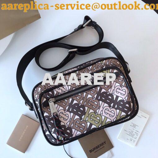 Replica Burberry Monogram Print and Leather Crossbody Bag 80116771 Kha