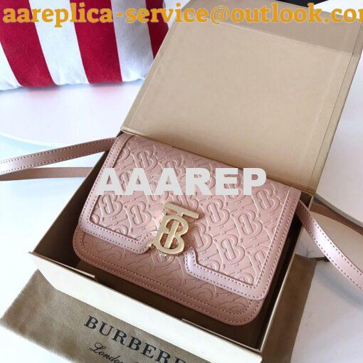 Replica Burberry Small Monogram Leather TB Bag 80140861 Rose beige