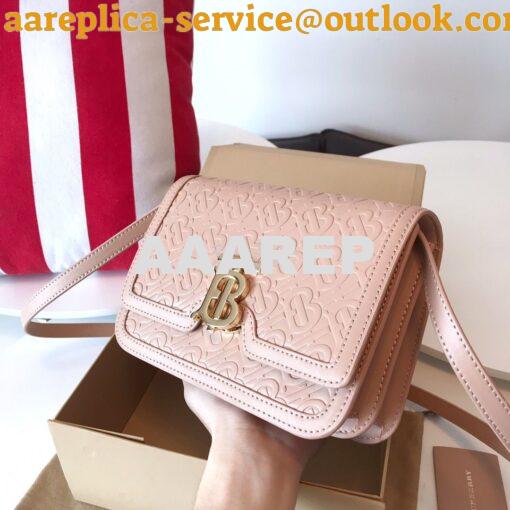 Replica Burberry Small Monogram Leather TB Bag 80140861 Rose beige 2