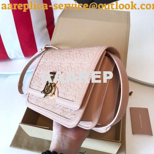 Replica Burberry Small Monogram Leather TB Bag 80140861 Rose beige 5