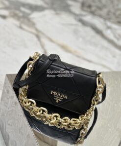 Replica Prada System Nappa Patchwork Shoulder Bag 1BD292 1BD328 Black 2