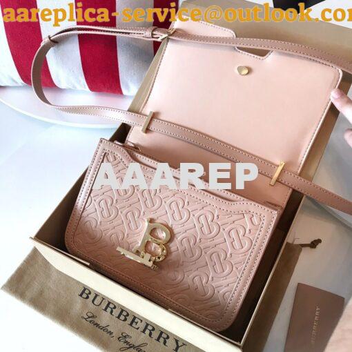 Replica Burberry Small Monogram Leather TB Bag 80140861 Rose beige 7