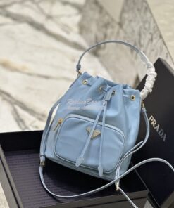 Replica Prada Duet Re-Nylon Bucket shoulder bag 1BH038 Light Blue