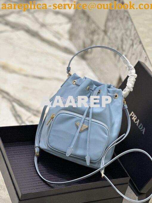 Replica Prada Duet Re-Nylon Bucket shoulder bag 1BH038 Light Blue