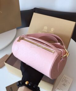 Replica Burberry The Monogram Leather Barrel Bag Rose beige 2