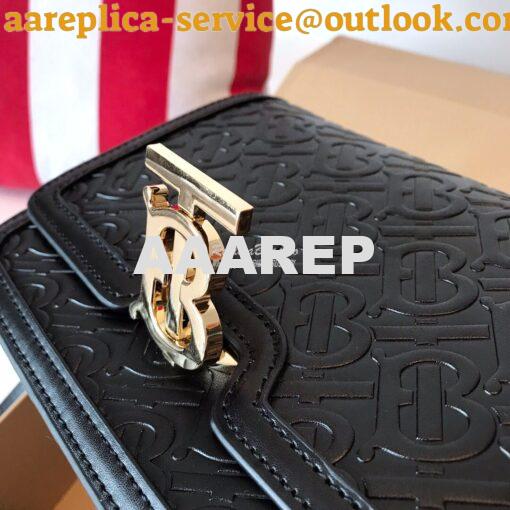 Replica Burberry Small Monogram Leather TB Bag 80140861 Black 6