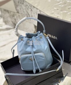 Replica Prada Duet Re-Nylon Bucket shoulder bag 1BH038 Light Blue 2