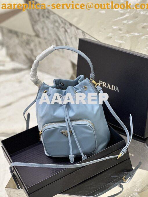 Replica Prada Duet Re-Nylon Bucket shoulder bag 1BH038 Light Blue 2