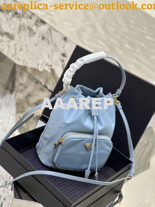 Replica Prada Duet Re-Nylon Bucket shoulder bag 1BH038 Light Blue 3