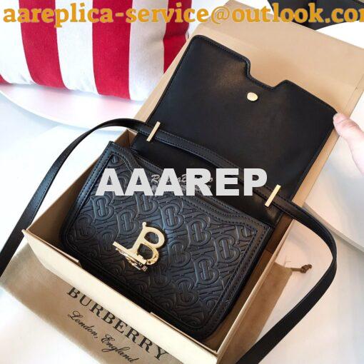 Replica Burberry Small Monogram Leather TB Bag 80140861 Black 7