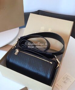 Replica Burberry The Monogram Leather Barrel Bag Black