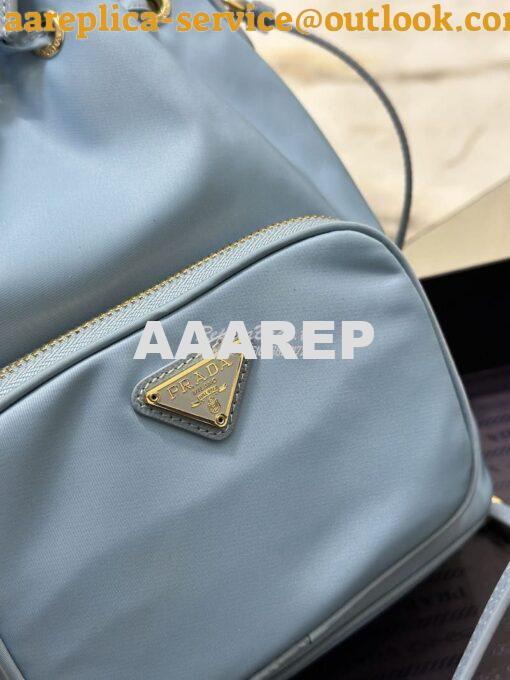 Replica Prada Duet Re-Nylon Bucket shoulder bag 1BH038 Light Blue 4