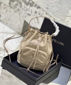 Replica Prada Duet Re-Nylon Bucket shoulder bag 1BH038 Sand Beige