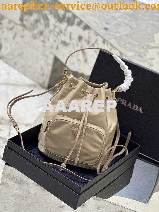 Replica Prada Duet Re-Nylon Bucket shoulder bag 1BH038 Sand Beige