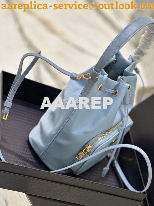 Replica Prada Duet Re-Nylon Bucket shoulder bag 1BH038 Light Blue 6