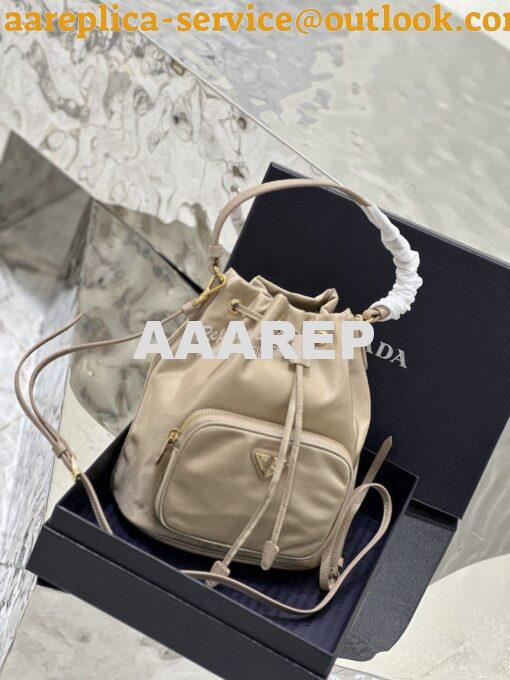 Replica Prada Duet Re-Nylon Bucket shoulder bag 1BH038 Sand Beige 2