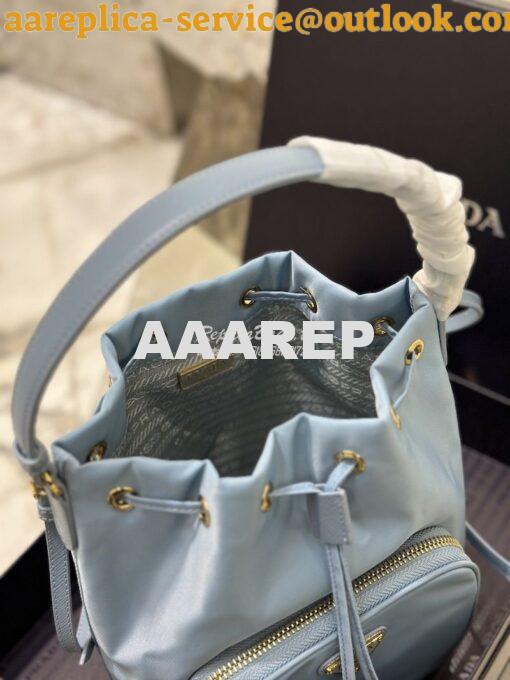 Replica Prada Duet Re-Nylon Bucket shoulder bag 1BH038 Light Blue 7