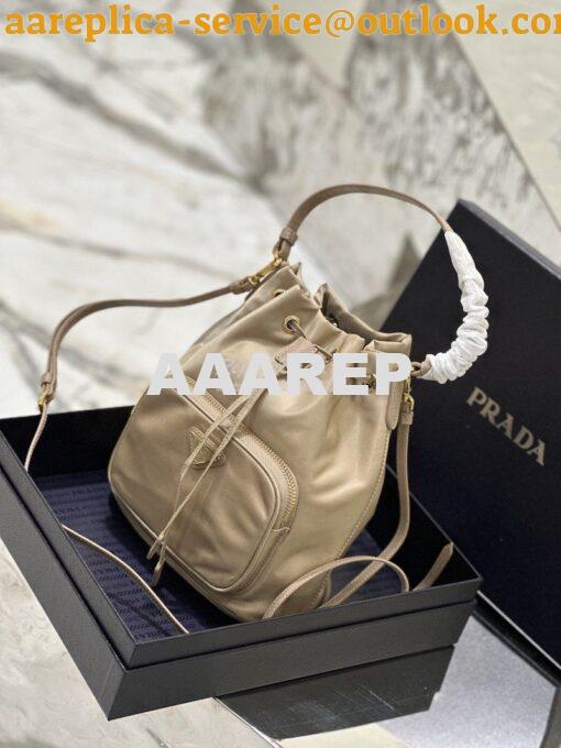 Replica Prada Duet Re-Nylon Bucket shoulder bag 1BH038 Sand Beige 3