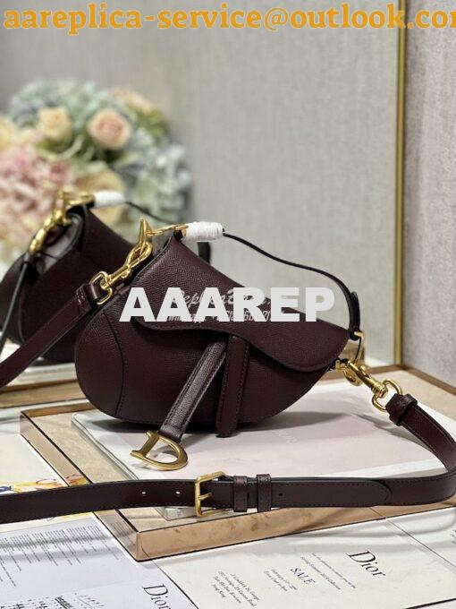 Replica Dior Saddle Bag With Strap Grained Calfskin M0455 Amaranth 2